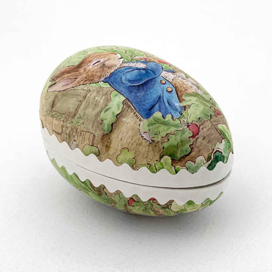 3-1/2" Peter Rabbit in Vegetable Patch Papier Mache Easter Egg Container ~ Germany